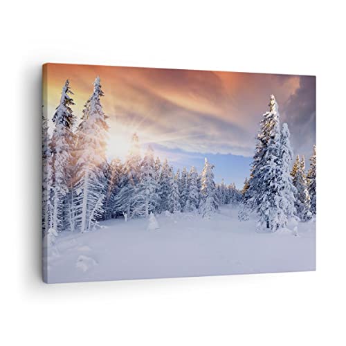 Bilder auf Leinwand Abenteuer alpen winter schnee Leinwandbild 70x50cm Wandbilder Dekoration Wohnzimmer Schlafzimmer Küche Deko Klein Wanddeko Bild Wand Kunstdruck Art Wall Decor Canvas AA70x50-2433 von ARTTOR