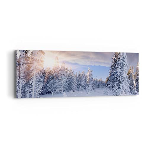 Panorama Bilder auf Leinwand Abenteuer alpen winter schnee Leinwandbild 90x30cm Wandbilder Dekoration Wohnzimmer Schlafzimmer Klein Wanddeko Bild Wand Kunstdruck Art Wall Decor Canvas AB90x30-2433 von ARTTOR