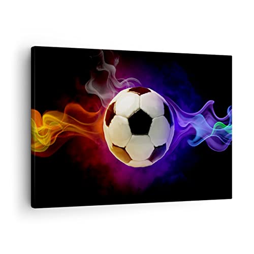 Bilder auf Leinwand Abstrakt ball flamme fußball Leinwandbild 70x50cm Wandbilder Dekoration Wohnzimmer Schlafzimmer Küche Deko Klein Wanddeko Bild Wand Kunstdruck Art Wall Decor Canvas AA70x50-2111 von ARTTOR