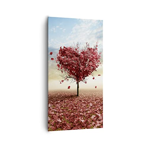 Wandbilder Dekoration Wohnzimmer Abstraktion Herbst Baum Blatt Bilder auf Leinwand 65x120cm Leinwandbild mit Rahmen Schlafzimmer Küche Deko Wand Kunstdruck Art Wanddeko Bild Wall Canvas PA65x120-2609 von ARTTOR