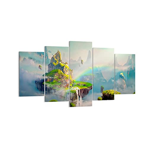 Wandbilder Dekoration Wohnzimmer Abstraktion Natur Mehrteilige Bilder auf Leinwand 160x85cm Leinwandbild Schlafzimmer Set 5 teilige Wand Kunstdruck Art Groß XXL Wanddeko Bild Canvas EA160x85-3469 von ARTTOR