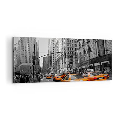 Panorama Bilder auf Leinwand 100x40cm Leinwandbild Amerika New York City Straße Groß Wanddeko Bild Schlafzimmer Wandbilder Dekoration Wohnzimmer Wall Decor Canvas Wand Kunstdruck Art AB100x40-0445 von ARTTOR