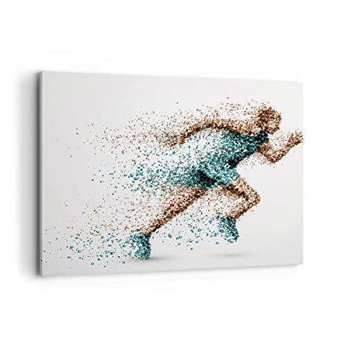 Bilder auf Leinwand 100x70cm Leinwandbild Athlet sprinter sport läufer Groß Wanddeko Bild Schlafzimmer Küche Deko Wandbilder Dekoration Wohnzimmer Wall Decor Canvas Wand Kunstdruck Art AA100x70-2802 von ARTTOR