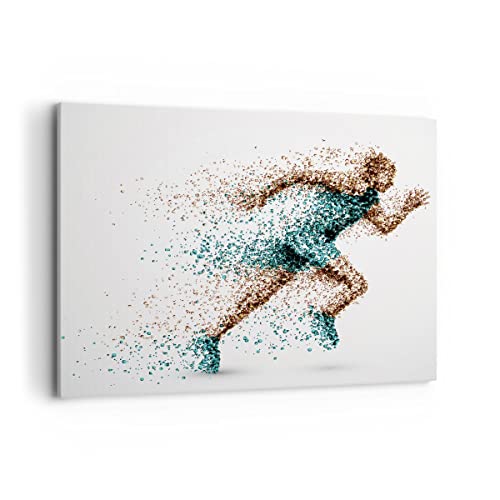 Bild auf Leinwand - Leinwandbild - Athlet sprinter sport läufer - 120x80cm - Wand Bild - Wanddeko - Leinwanddruck - Bilder - Kunstdruck - Wanddekoration - Leinwand bilder - Wandkunst - AA120x80-2802 von ARTTOR