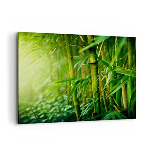 Wandbilder Dekoration Wohnzimmer Bambus Pflanze Bilder auf Leinwand 120x80cm Leinwandbild mit Rahmen Schlafzimmer Küche Deko Wand Kunstdruck Art Groß XXL Wanddeko Bild Wall Decor Canvas AA120x80-3558 von ARTTOR