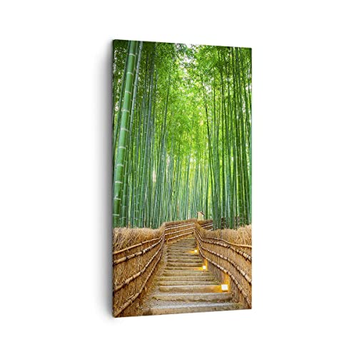 Bilder auf Leinwand Bambus Pflanze Leinwandbild mit Rahmen 45x80cm Wandbilder Dekoration Wohnzimmer Schlafzimmer Küche Deko Klein Wanddeko Bild Wand Kunstdruck Art Wall Decor Canvas PA45x80-3979 von ARTTOR