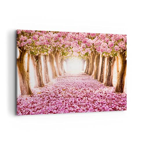 Wandbilder Dekoration Wohnzimmer Baum Blumen Kirsche Natur Bilder auf Leinwand 120x80cm Leinwandbild Schlafzimmer Küche Deko Wand Kunstdruck Art Groß XXL Wanddeko Bild Wall Decor Canvas AA120x80-2794 von ARTTOR