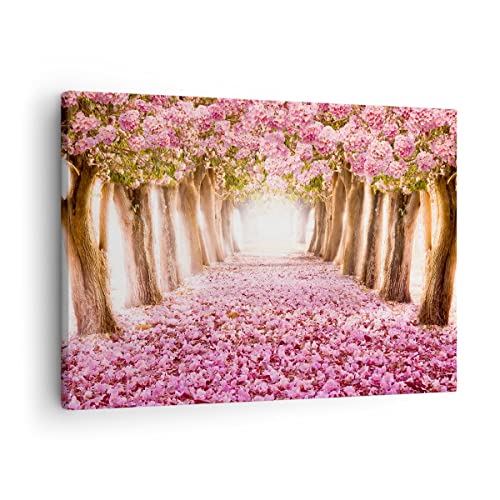 Bilder auf Leinwand Baum Blumen Kirsche Natur Leinwandbild 70x50cm Wandbilder Dekoration Wohnzimmer Schlafzimmer Küche Deko Klein Wanddeko Bild Wand Kunstdruck Art Wall Decor Canvas AA70x50-2794 von ARTTOR