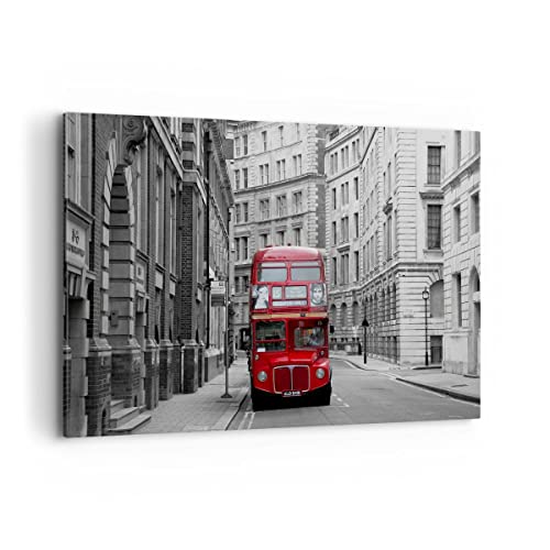 Wandbilder Dekoration Wohnzimmer Bus england urlaub london Bilder auf Leinwand 120x80cm Leinwandbild Schlafzimmer Küche Deko Wand Kunstdruck Art Groß XXL Wanddeko Bild Wall Decor Canvas AA120x80-2153 von ARTTOR