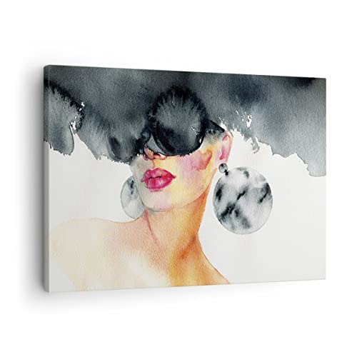 ARTTOR Bilder auf Leinwand Aquarell Modell Brille Leinwandbild 70x50cm Wandbilder Dekoration Wohnzimmer Schlafzimmer Küche Deko Klein Wanddeko Bild Wand Kunstdruck Art Wall Decor Canvas AA70x50-4678 von ARTTOR