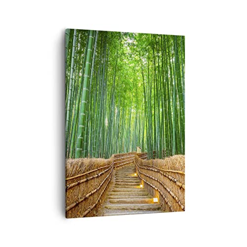 Bilder auf Leinwand Bambus Pflanze Leinwandbild mit Rahmen 50x70cm Wandbilder Dekoration Wohnzimmer Schlafzimmer Küche Deko Groß Wanddeko Bild Wand Kunstdruck Art Wall Decor Canvas PA50x70-3979 von ARTTOR