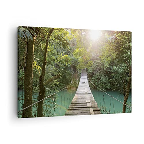 ARTTOR Bilder auf Leinwand Brücke Seil Dschungel Leinwandbild 70x50cm Wandbilder Dekoration Wohnzimmer Schlafzimmer Küche Deko Klein Wanddeko Bild Wand Kunstdruck Art Wall Decor Canvas AA70x50-4397 von ARTTOR