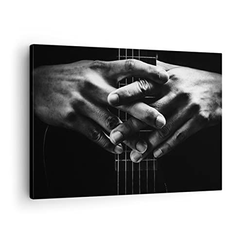 ARTTOR Bilder auf Leinwand Gitarre Musiker Musik Leinwandbild 70x50cm Wandbilder Dekoration Wohnzimmer Schlafzimmer Küche Deko Klein Wanddeko Bild Wand Kunstdruck Art Wall Decor Canvas AA70x50-4960 von ARTTOR