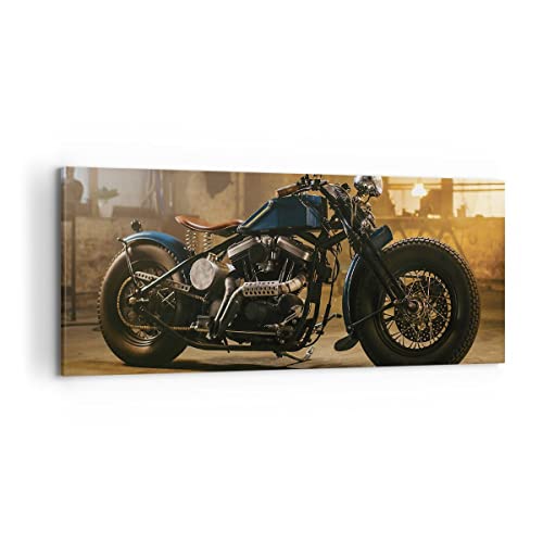 Wandbilder Dekoration Wohnzimmer Harley-Davidson Motorrad Motor Panorama Bilder auf Leinwand 120x50cm Leinwandbild Schlafzimmer Wand Kunstdruck Art Groß Wanddeko Bild Wall Decor Canvas AB120x50-4233 von ARTTOR