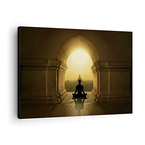 Bilder auf Leinwand Meditation Tempel Schatten Leinwandbild 70x50cm Wandbilder Dekoration Wohnzimmer Schlafzimmer Küche Deko Klein Wanddeko Bild Wand Kunstdruck Art Wall Decor Canvas AA70x50-4474 von ARTTOR