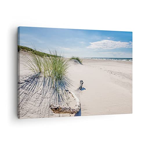 Bilder auf Leinwand Mrzezyno Strand Meer Leinwandbild mit Rahmen 70x50cm Wandbilder Dekoration Wohnzimmer Schlafzimmer Küche Deko Klein Wanddeko Bild Wand Kunstdruck Art Wall Decor Canvas AA70x50-4281 von ARTTOR