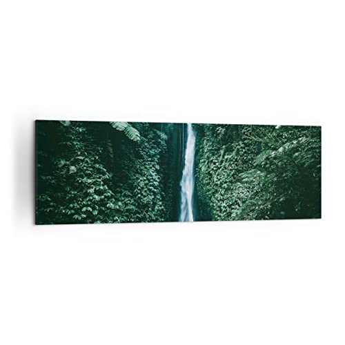 Panorama Bilder auf Leinwand 160x50cm Leinwandbild Tropen Wasserfall Dschungel Groß XXL Wanddeko Bild Schlafzimmer Wandbilder Dekoration Wohnzimmer Wall Decor Canvas Wand Kunstdruck Art AB160x50-5103 von ARTTOR