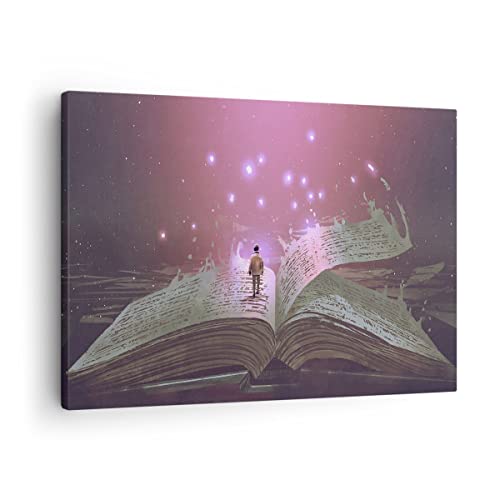 ARTTOR Bilder auf Leinwand Fantasy Buch Leinwandbild mit Rahmen 70x50cm Wandbilder Dekoration Wohnzimmer Schlafzimmer Küche Deko Klein Wanddeko Bild Wand Kunstdruck Art Wall Decor Canvas AA70x50-4010 von ARTTOR