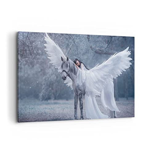 ARTTOR Wandbilder Dekoration Wohnzimmer Frau Pferd Natur Bilder auf Leinwand 120x80cm Leinwandbild Schlafzimmer Küche Deko Wand Kunstdruck Art Groß XXL Wanddeko Bild Wall Decor Canvas AA120x80-3998 von ARTTOR