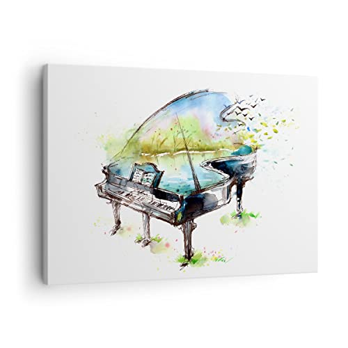 Bilder auf Leinwand Klavier Natur Musik Eleganz Leinwandbild 70x50cm Wandbilder Dekoration Wohnzimmer Schlafzimmer Küche Deko Klein Wanddeko Bild Wand Kunstdruck Art Wall Decor Canvas AA70x50-3034 von ARTTOR