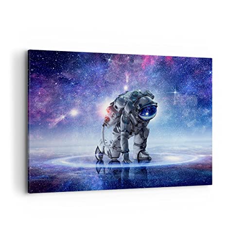Bild auf Leinwand - Leinwandbild - Kosmonaut Weltraum - 100x70cm - Wand Bild - Wanddeko - Leinwanddruck - Bilder - Kunstdruck - Wanddekoration - Leinwand bilder - Wandkunst - AA100x70-3985 von ARTTOR