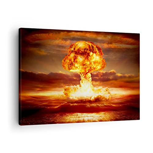 Bilder auf Leinwand Krieg Atombombe Pilz Apokalypse Leinwandbild 70x50cm Wandbilder Dekoration Wohnzimmer Schlafzimmer Küche Deko Klein Wanddeko Bild Wand Kunstdruck Art Wall Decor Canvas AA70x50-2834 von ARTTOR