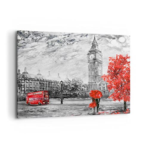 ARTTOR Bilder auf Leinwand 100x70cm Leinwandbild mit Rahmen London Bus Groß Wanddeko Bild Schlafzimmer Küche Deko Wandbilder Dekoration Wohnzimmer Wall Decor Canvas Wand Kunstdruck Art AA100x70-3866 von ARTTOR