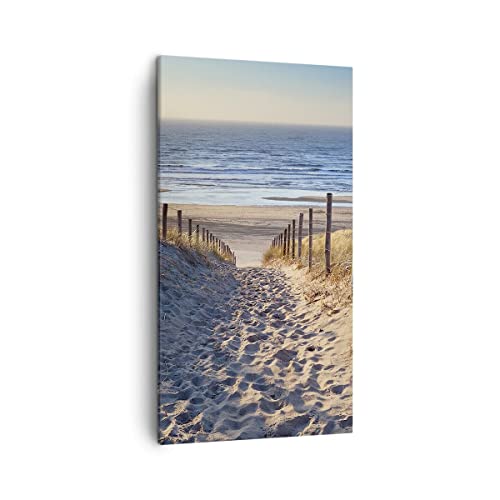 Bilder auf Leinwand Meer Strand Düne Leinwandbild mit Rahmen 45x80cm Wandbilder Dekoration Wohnzimmer Schlafzimmer Küche Deko Klein Wanddeko Bild Wand Kunstdruck Art Wall Decor Canvas PA45x80-3612 von ARTTOR