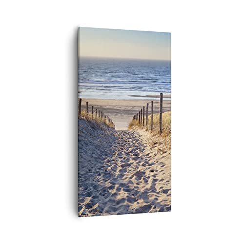 Bilder auf Leinwand 55x100cm Leinwandbild mit Rahmen Meer Strand Düne Groß Wanddeko Bild Schlafzimmer Küche Deko Wandbilder Dekoration Wohnzimmer Wall Decor Canvas Wand Kunstdruck Art PA55x100-3612 von ARTTOR