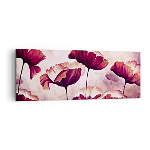 Panorama Bilder auf Leinwand Mohn Blume Wiese Leinwandbild 140x50cm Wandbilder Dekoration Wohnzimmer Schlafzimmer Küche Groß XXL Wanddeko Bild Wand Kunstdruck Art Wall Decor Canvas AB140x50-3934 von ARTTOR