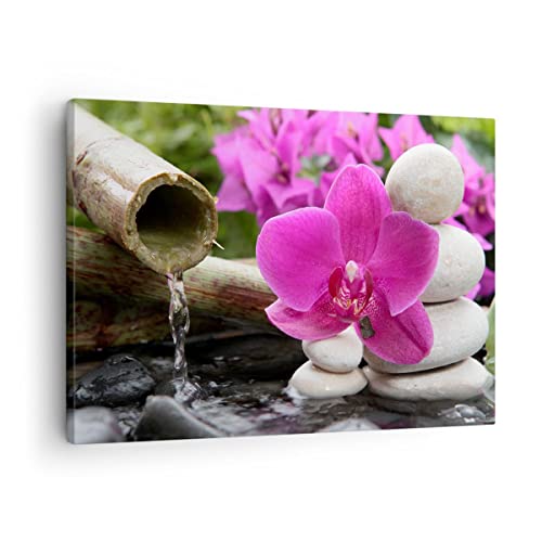 Bilder auf Leinwand Orchidee Bambus Dekoration Spa Leinwandbild 70x50cm Wandbilder Dekoration Wohnzimmer Schlafzimmer Küche Deko Klein Wanddeko Bild Wand Kunstdruck Art Wall Decor Canvas AA70x50-2666 von ARTTOR