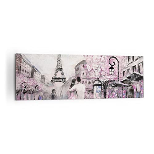 ARTTOR Bilder auf Leinwand 160x50cm Leinwandbild Paris Weg Illustration eiffle Groß XXL Wanddeko Bild Schlafzimmer Wandbilder Dekoration Wohnzimmer Wall Decor Canvas Wand Kunstdruck Art AB160x50-3149 von ARTTOR