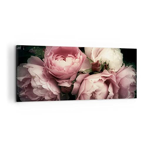 Panorama Bilder auf Leinwand 100x40cm Leinwandbild Pfingstrose Blume Groß Wanddeko Bild Schlafzimmer Küche Wandbilder Dekoration Wohnzimmer Wall Decor Canvas Wand Kunstdruck Art AB100x40-3930 von ARTTOR