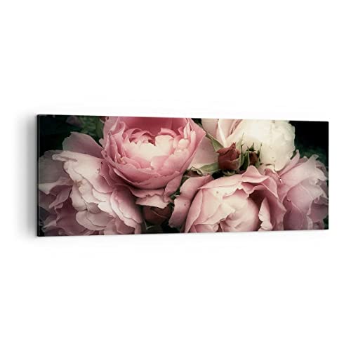 Panorama Bilder auf Leinwand Pfingstrose Blume Leinwandbild 140x50cm Wandbilder Dekoration Wohnzimmer Schlafzimmer Küche Groß XXL Wanddeko Bild Wand Kunstdruck Art Wall Decor Canvas AB140x50-3930 von ARTTOR