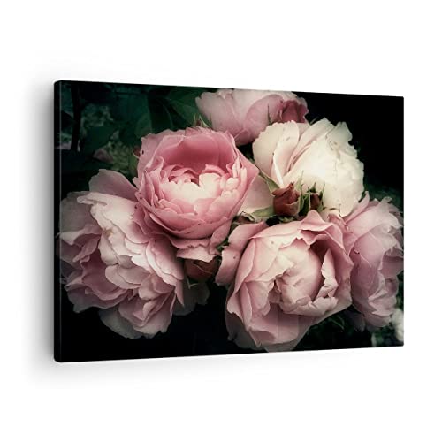 Bilder auf Leinwand Pfingstrose Blume Leinwandbild mit Rahmen 70x50cm Wandbilder Dekoration Wohnzimmer Schlafzimmer Küche Deko Klein Wanddeko Bild Wand Kunstdruck Art Wall Decor Canvas AA70x50-3930 von ARTTOR