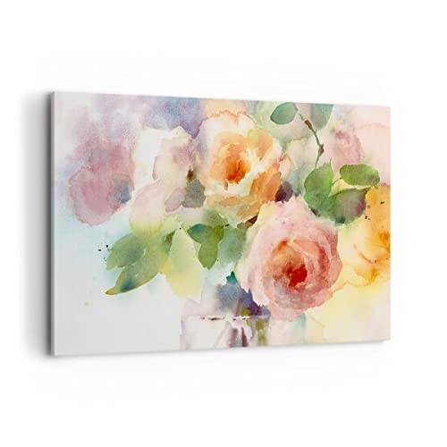 ARTTOR Wandbilder Dekoration Wohnzimmer Rose Blume Garten Bilder auf Leinwand 120x80cm Leinwandbild Schlafzimmer Küche Deko Wand Kunstdruck Art Groß XXL Wanddeko Bild Wall Decor Canvas AA120x80-3910 von ARTTOR