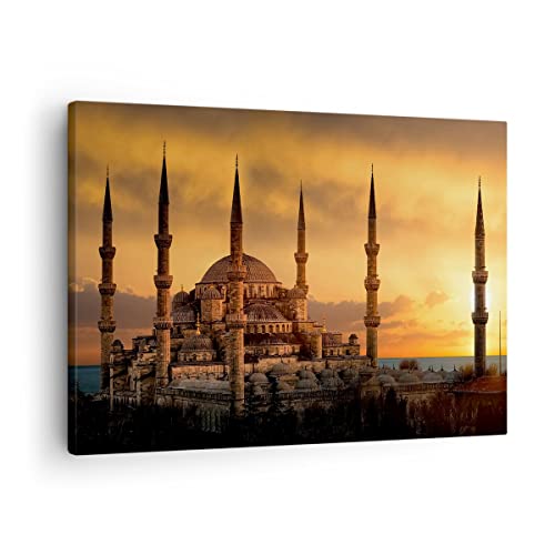 Bilder auf Leinwand Sonnenuntergang istanbul türkei reise Leinwandbild 70x50cm Wandbilder Dekoration Wohnzimmer Schlafzimmer Deko Klein Wanddeko Bild Wand Kunstdruck Art Wall Decor Canvas AA70x50-2846 von ARTTOR