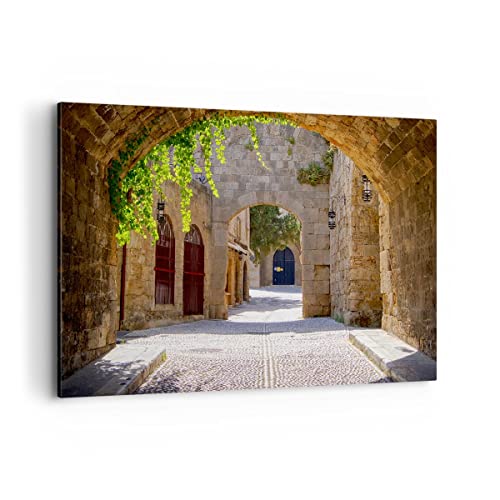 Wandbilder Dekoration Wohnzimmer Straße Geschichte Architektur Denkmal Bilder auf Leinwand 120x80cm Leinwandbild Schlafzimmer Deko Wand Kunstdruck Art Groß XXL Wanddeko Bild Decor Canvas AA120x80-2701 von ARTTOR