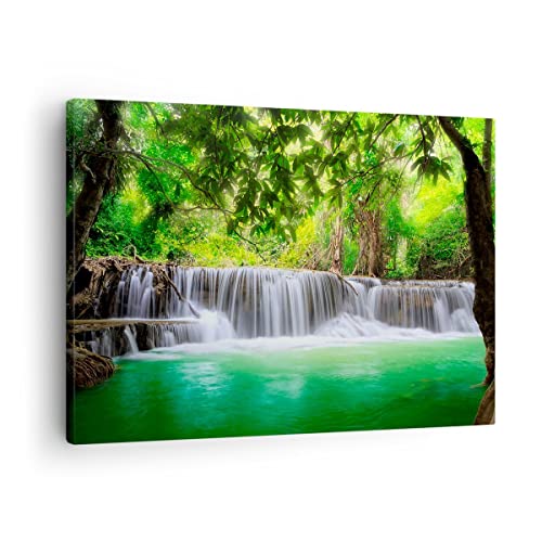 Bilder auf Leinwand Wasser Park Natur Landschaft Leinwandbild 70x50cm Wandbilder Dekoration Wohnzimmer Schlafzimmer Küche Deko Klein Wanddeko Bild Wand Kunstdruck Art Wall Decor Canvas AA70x50-2502 von ARTTOR