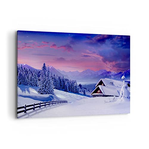 Bilder auf Leinwand 100x70cm Leinwandbild Winter Landschaft Frost Schnee Groß Wanddeko Bild Schlafzimmer Küche Deko Wandbilder Dekoration Wohnzimmer Wall Decor Canvas Wand Kunstdruck Art AA100x70-2315 von ARTTOR