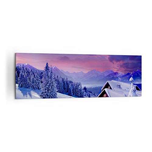 Bilder auf Leinwand 160x50cm Leinwandbild Winter Landschaft Frost Schnee Groß XXL Wanddeko Bild Schlafzimmer Wandbilder Dekoration Wohnzimmer Wall Decor Canvas Wand Kunstdruck Art AB160x50-2315 von ARTTOR