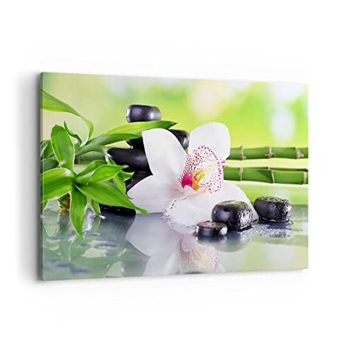 Wandbilder Dekoration Wohnzimmer blume orchidee Bilder auf Leinwand 120x80cm Leinwandbild mit Rahmen Schlafzimmer Küche Deko Wand Kunstdruck Art Groß XXL Wanddeko Bild Wall Decor Canvas AA120x80-3659 von ARTTOR