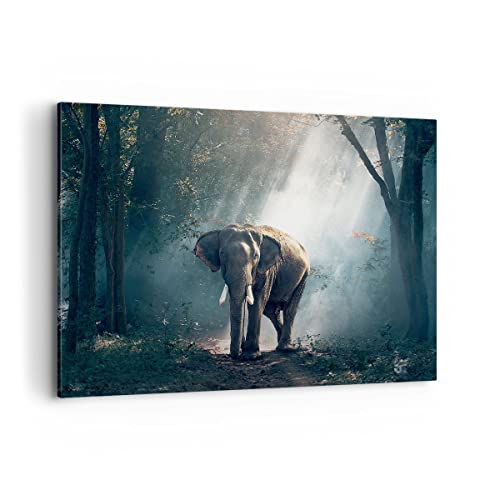 Bilder auf Leinwand 100x70cm Leinwandbild mit Rahmen elefant natur Groß Wanddeko Bild Schlafzimmer Küche Deko Wandbilder Dekoration Wohnzimmer Wall Decor Canvas Wand Kunstdruck Art AA100x70-3972 von ARTTOR