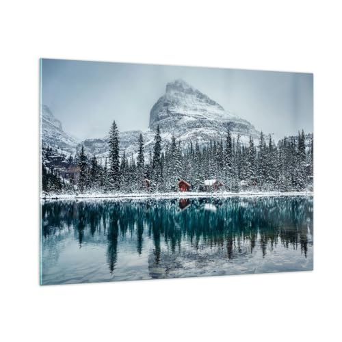 Bilder auf Glas 100x70cm Glasbild Landschaft Kanada Winter Groß Wanddeko Bild im Glas Schlafzimmer Küche Deko Wandbilder Dekoration Wohnzimmer Modern Wall Decor Wand Kunstdruck Art GAA100x70-5885 von ARTTOR