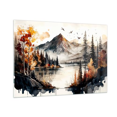 Bilder auf Glas 100x70cm Glasbild Natur Sicht Berge Groß Wanddeko Bild im Glas Schlafzimmer Küche Deko Wandbilder Dekoration Wohnzimmer Modern Wall Decor Glasdruck Wand Kunstdruck Art GAA100x70-5783 von ARTTOR