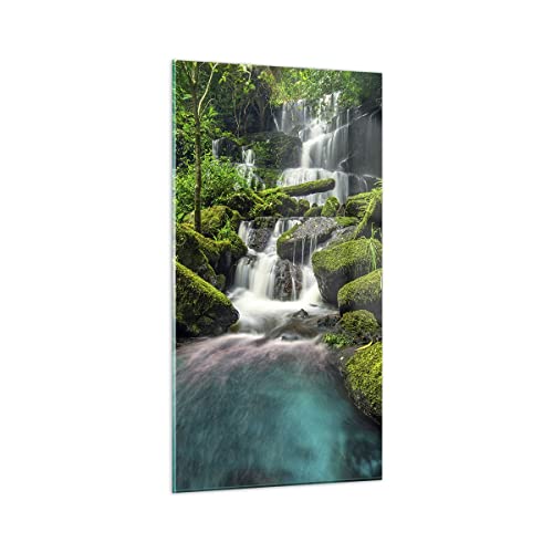 Bilder auf Glas 55x100cm Glasbild Park Wasserfall Wasser Groß Wanddeko Bild im Glas Schlafzimmer Küche Deko Wandbilder Dekoration Wohnzimmer Modern Wall Decor Wand Kunstdruck Art GPA55x100-3754 von ARTTOR