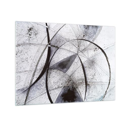 Bilder auf Glas Abstraktion Grau Zeichnung Glasbild 70x50cm Wandbilder Dekoration Wohnzimmer Schlafzimmer Küche Deko Klein Wanddeko Bild im Glas Wand Kunstdruck Art Modern Wall Decor GAA70x50-5212 von ARTTOR