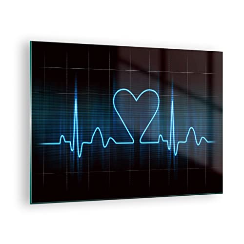 Bilder auf Glas Grafik herz kardiologie Glasbild 70x50cm Wandbilder Dekoration Wohnzimmer Schlafzimmer Küche Deko Klein Wanddeko Bild im Glas Wand Kunstdruck Art Modern Wall Decor GAA70x50-0959 von ARTTOR