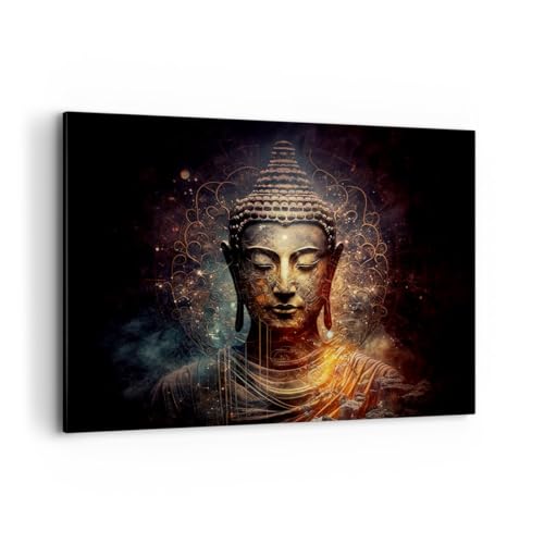 Bilder auf Leinwand 100x70cm Leinwandbild Buddha Meditation Religion Groß Wanddeko Bild Schlafzimmer Küche Deko Wandbilder Dekoration Wohnzimmer Wall Decor Canvas Wand Kunstdruck Art AA100x70-5775 von ARTTOR