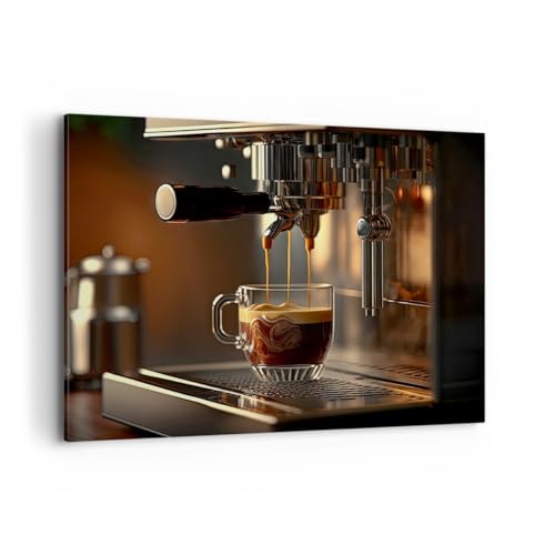 Bilder auf Leinwand 100x70cm Leinwandbild Kaffee Kaffeemaschine Gastronomie Groß Wanddeko Bild Schlafzimmer Deko Wandbilder Dekoration Wohnzimmer Wall Decor Canvas Wand Kunstdruck Art AA100x70-5745 von ARTTOR